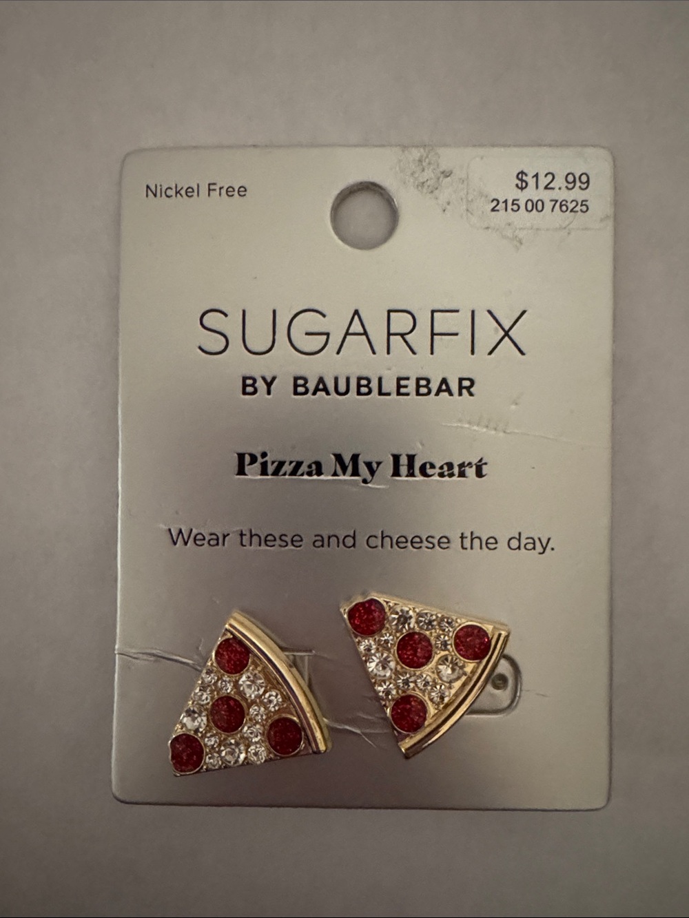 Sugarfix by BaubleBar Gold Pizza Slice Stud Earrings with Red and Clear Accents